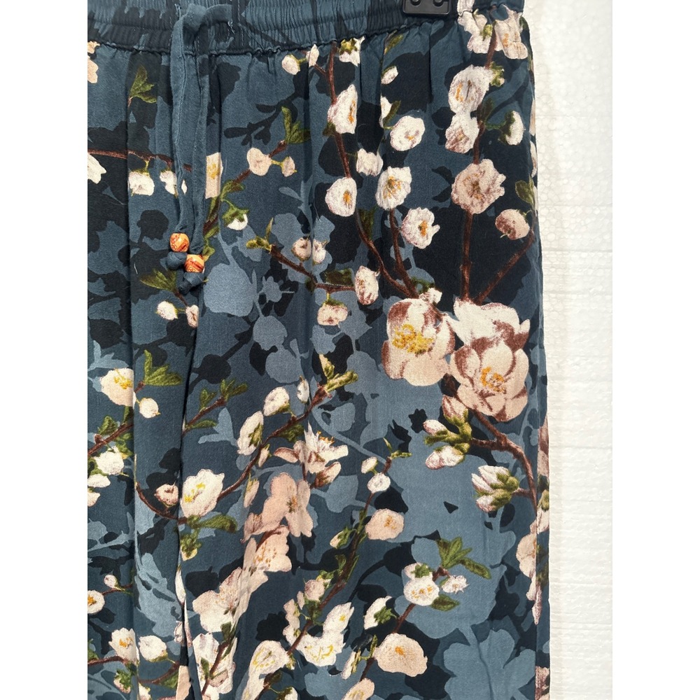 Y2K Signals vintage Pants Womens Small Blue Floral Wide Leg Palazzo Drawstring - Picture 6 of 11